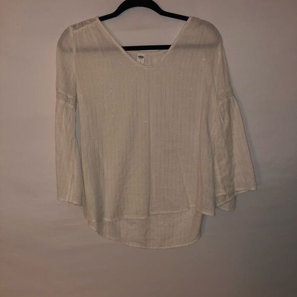 Old Navy Women's Cream & Gold Striped Top - Picture 2 of 7